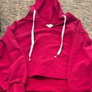 Anthropologie Saturday Sunday Cozy Deep Pink Star Hoodie for Women